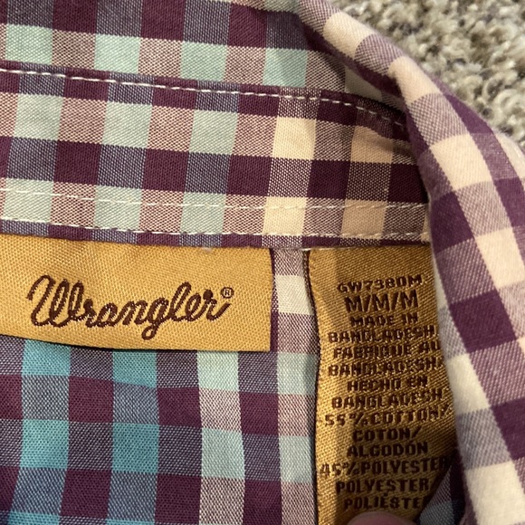 Wrangler medium pearl snap long sleeve-burgundy, teal, cream combo 💕cowboy - Picture 2 of 7